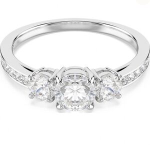 Swarovski Elegant Silver Triple Stone Ring BNIB